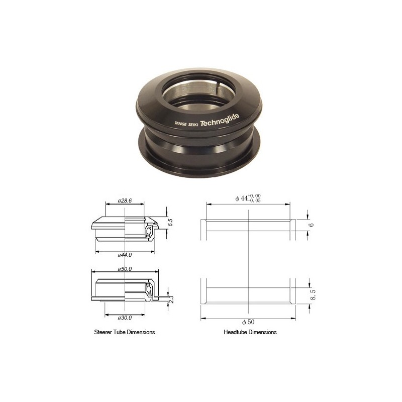 Tangeseiki Technoglide 1 1 8 semi int headset Black 