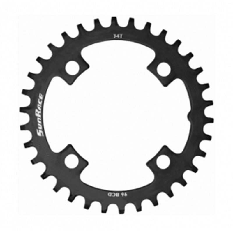 SunRace Narrow-Wide 96BCD Steel Chainring in Black 34t